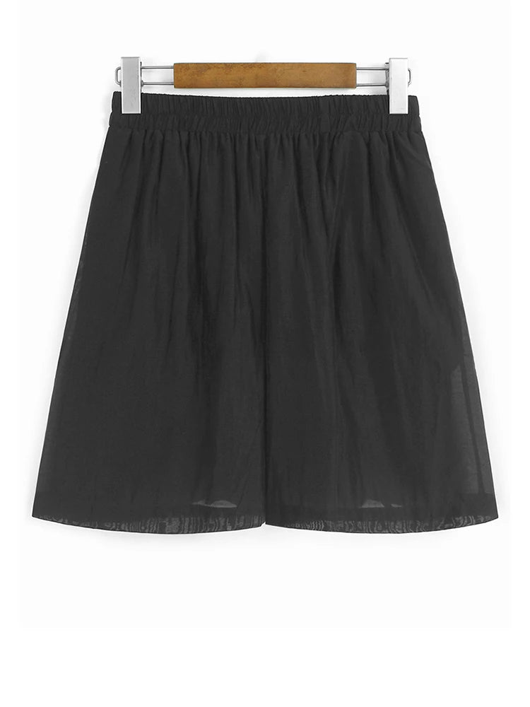 Black Irregular Thin Shirt Wide Leg Shorts Two Piece Suit New Lapel Short Sleeve Women Fashion Spring Summer 2025 1DJ1434