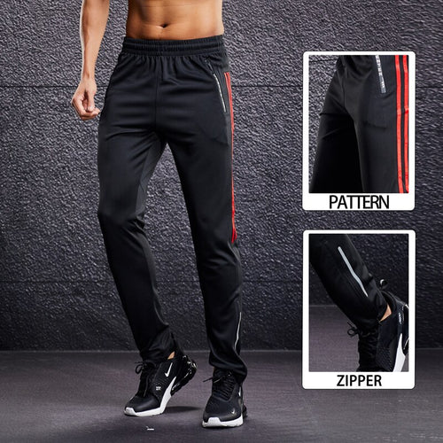 Load image into Gallery viewer, Men Running Sport Pants with Zipper Pockets Football Training Joggings Sweatpants Basketball Soccer Trousers Plus Size for Male
