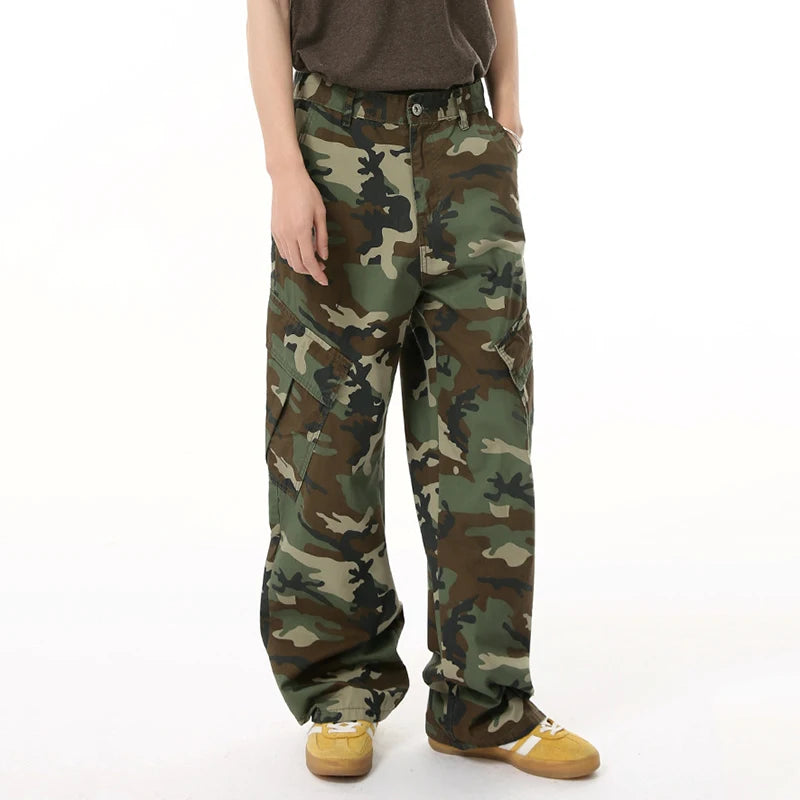 Hign Street Men's Jeans New American Stylish Large Pocket Fashion Washed Loose Design Male Trousers Summer 2025 9W1692