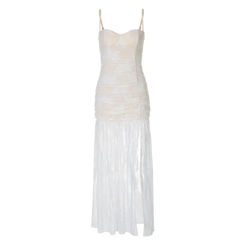 Load image into Gallery viewer, Spaghetti Strap Lace Sexy Maxi Dress For Women Gown Black Sleeveless Backless Thigh High Split Bodycon Long Dress
