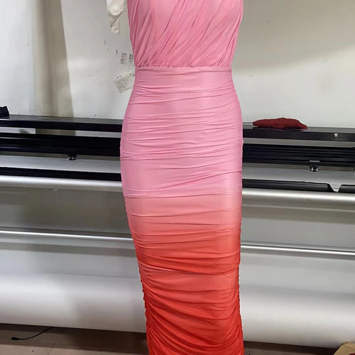 Load image into Gallery viewer, Gradient Strapless Backless Sexy Maxi Dress For Women Fashion Off-shoulder Sleeveless Bodycon Back Split Long Dress
