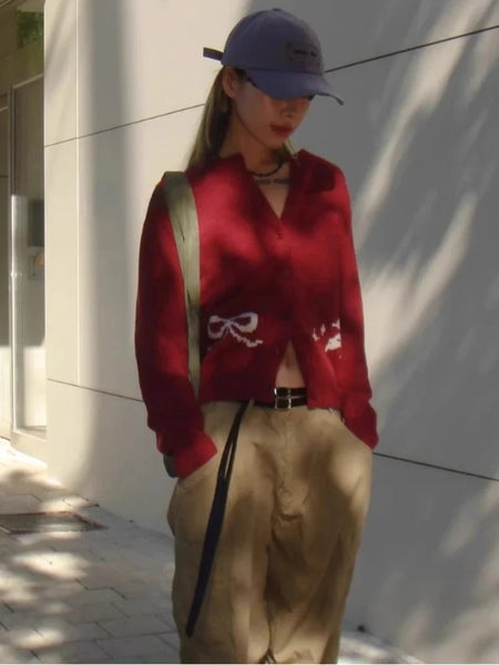 Cropped Cardigan Coats 2024 Women Clothing Casual Long Sleeve Sueter Mujer Korean Pull Femme Fashion Print Knit Zipper Sweater