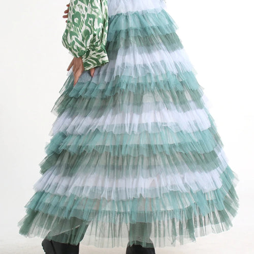 Load image into Gallery viewer, Mesh Elegant Skirts For Women High Waist Folds Elegant Temperament Ball Gown Skirt Female Summer Fashion Clothing
