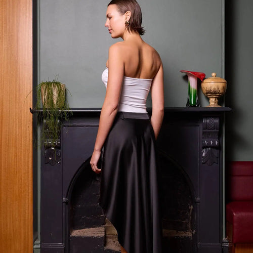 Load image into Gallery viewer, Fashion Satin High Elastic Slim Irregular Half Length Skirt Women Autumn Winter New Female Skirt Elegant Street Clothing
