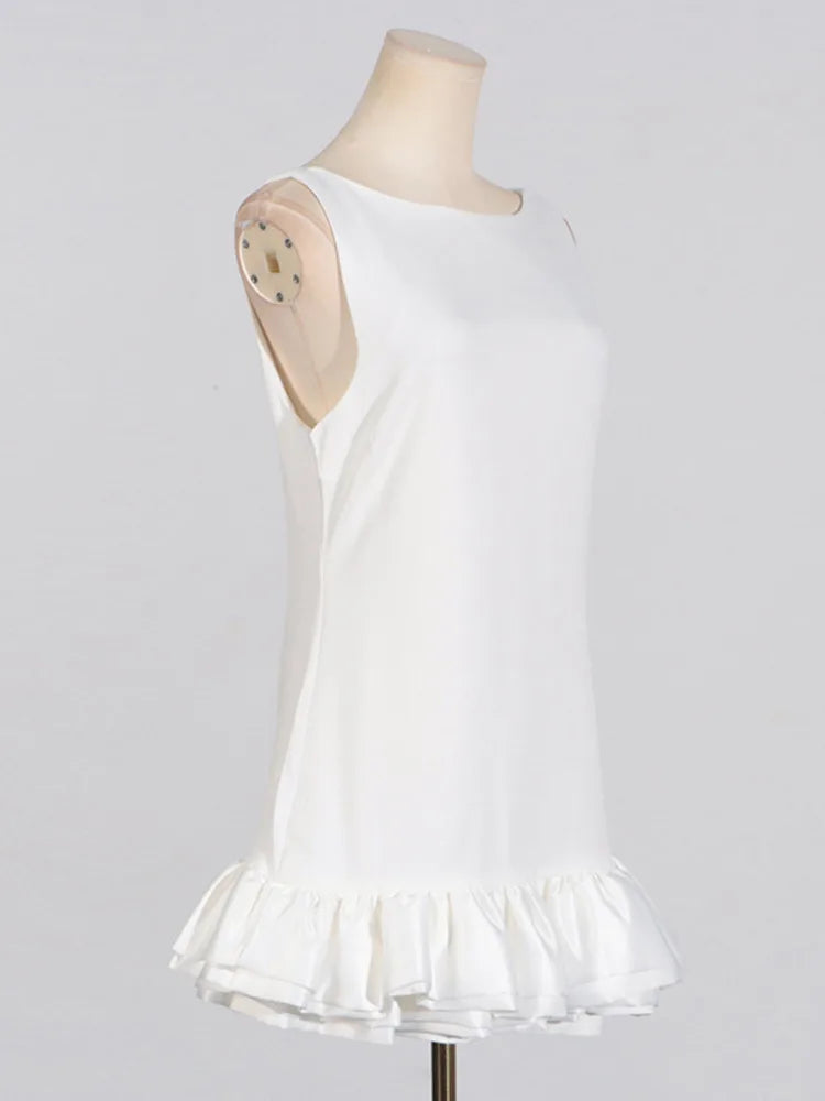 Elegant Sleeveless 2024 Summer Ruffle Tight Short Women's Fashion Sweet Splicing Sexy Backless Party Evening Dress