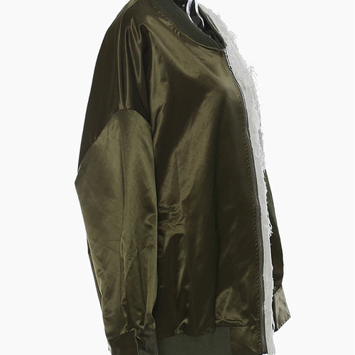 Load image into Gallery viewer, Loose Fit Green Color-block Big Size Jacket New Stand Collar Long Sleeve Women Coat Fashion Spring Autumn 2025 1DE6987
