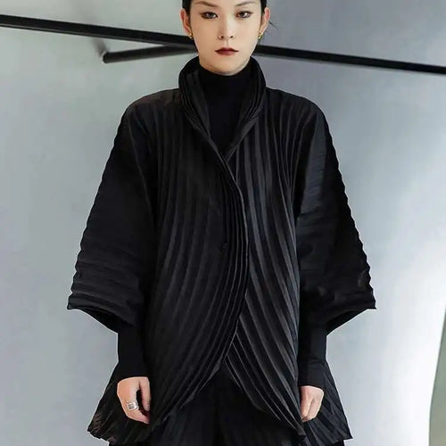 Load image into Gallery viewer, Wide Leg Pants Pleated Two Piece Suit New Turtleneck Long Sleeve Black Loose Fit Women Fashion Spring Autumn 2025 1DE3064

