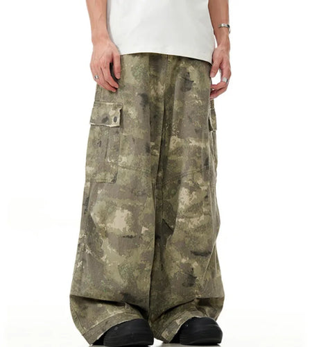 Men's Cargo Pants New American Style Multi Pocket Overalls Wide Leg Male Sweatpants Casual Toursers Spring 2025 9W1371