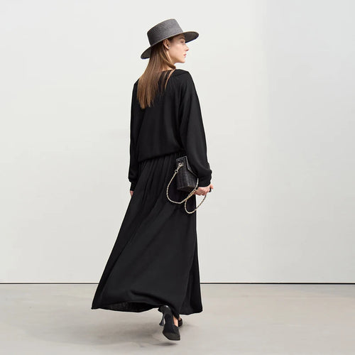 Load image into Gallery viewer, Minimalist Long Skirt 2026 Spring New Solid Color Loose Skirts For Women Elastic Waist A-Line Knit Woman Clothes 12651010
