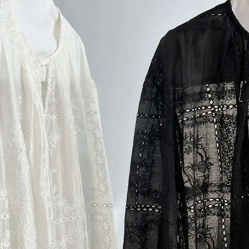 Load image into Gallery viewer, Lace Big Size Shirt Half-body Skirt Two Pieces Suit New Round Neck Long Sleeve Women Fashion Spring Autumn 2025 1DJ0062
