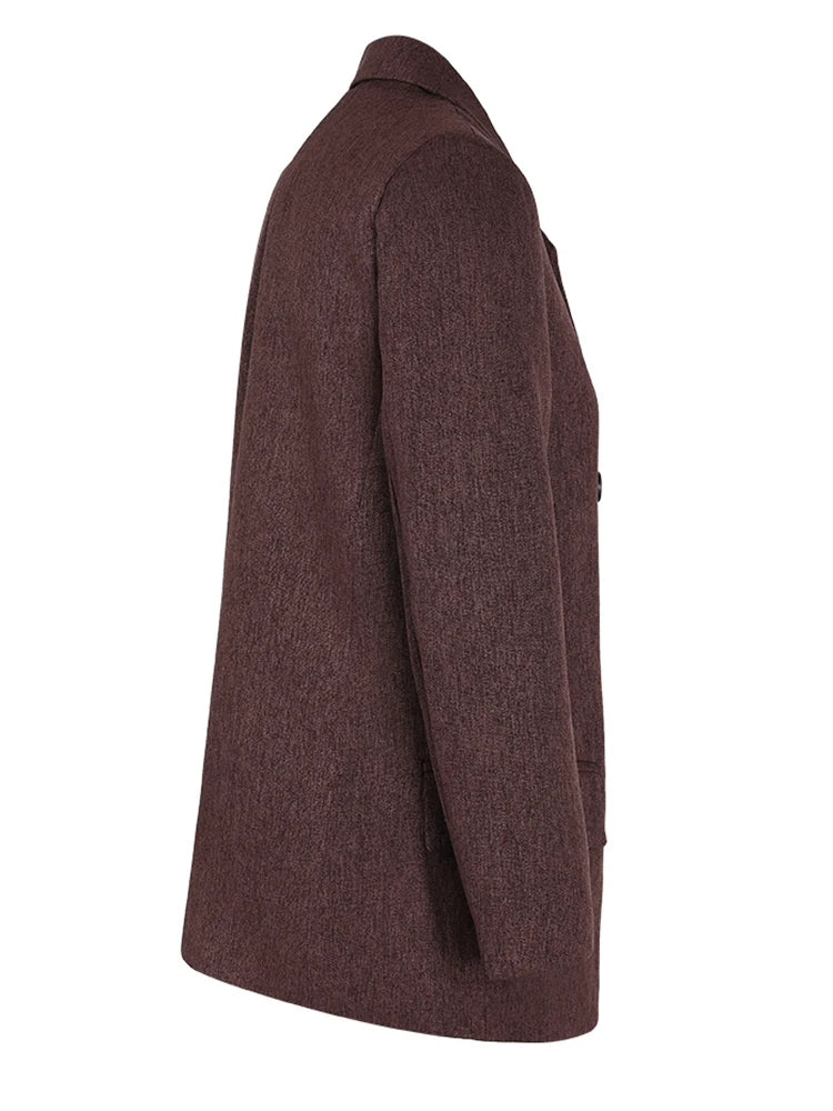 Women Gray Brief Double Breasted Elegant Blazer New Lapel Long Sleeve Jacket Fashion Tide Spring Autumn 2025 CPG1170