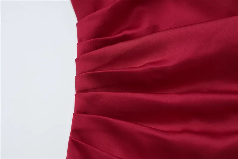 Spaghetti Strap Thigh High Split Sexy Maxi Dress Women Elegant Satin High Elastic Sleeveless Backless Club Party Dress