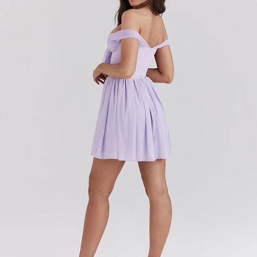 Load image into Gallery viewer, Sexy One Shoulder Mesh Lace Up Pleated Skirt For Women's Dress Bodycon Short Skirt Backless Vestidos Elegant Partywear
