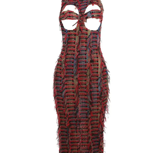 Load image into Gallery viewer, Sexy Sleeveless Hollow Out Bodycon Long Dress For Women 2025 New Women High Neck Street Fashion High Waist Slim Vestidos
