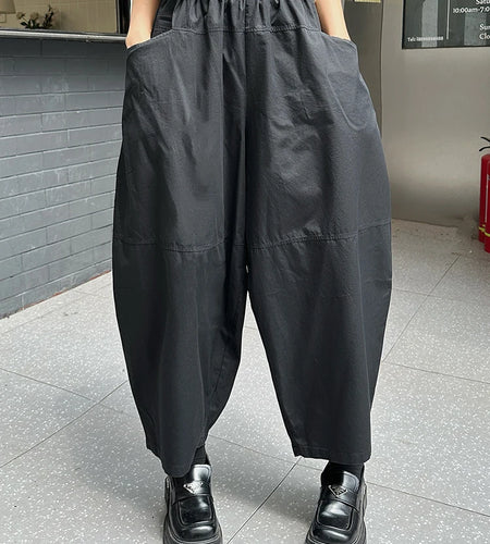 High Elastic Waist Black Brief Pocket Casual Harem Pants New Trousers Women Fashion Tide Spring Autumn 20251DJ1385