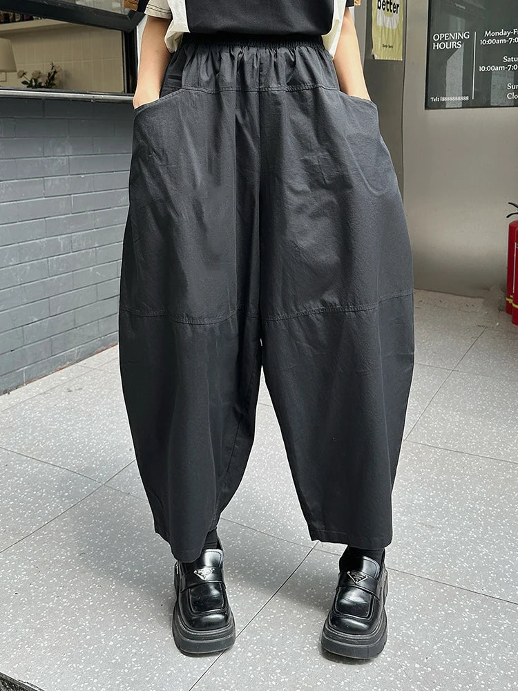 High Elastic Waist Black Brief Pocket Casual Harem Pants New Trousers Women Fashion Tide Spring Autumn 20251DJ1385