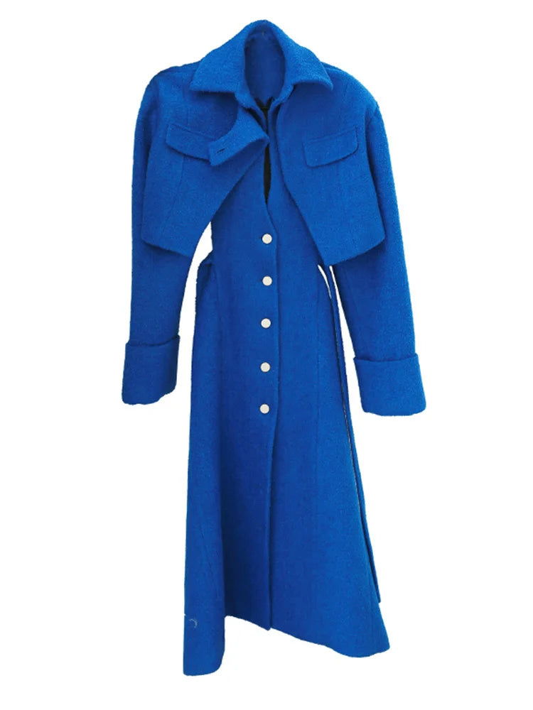 Loose Fit Big Size Irregular Hollow Out Woolen Coat Parkas New Long Sleeve Women Fashion Tide Autumn Winter 2025 1DD2176