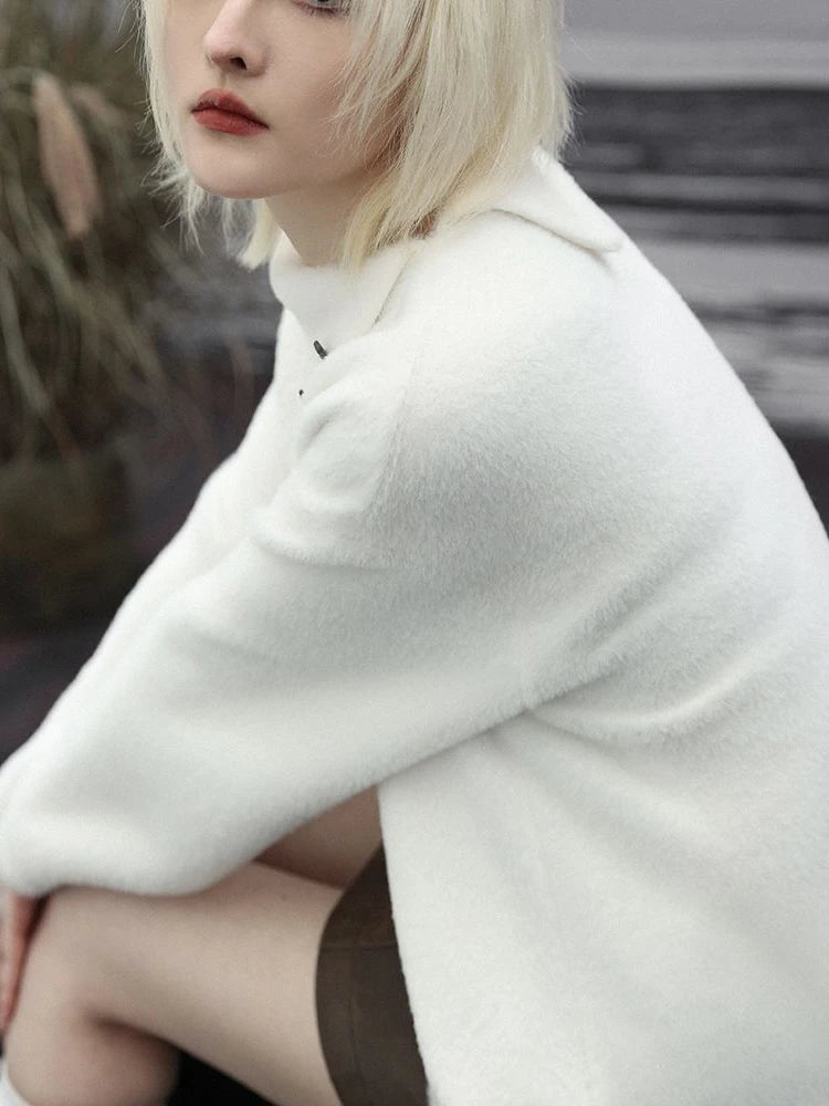 Oversized Harajuku Butterfly Jacquard Sweaters Streetwear Vintage Punk White Jumpers Women Y2k Aesthetic Casual Grunge Pullovers