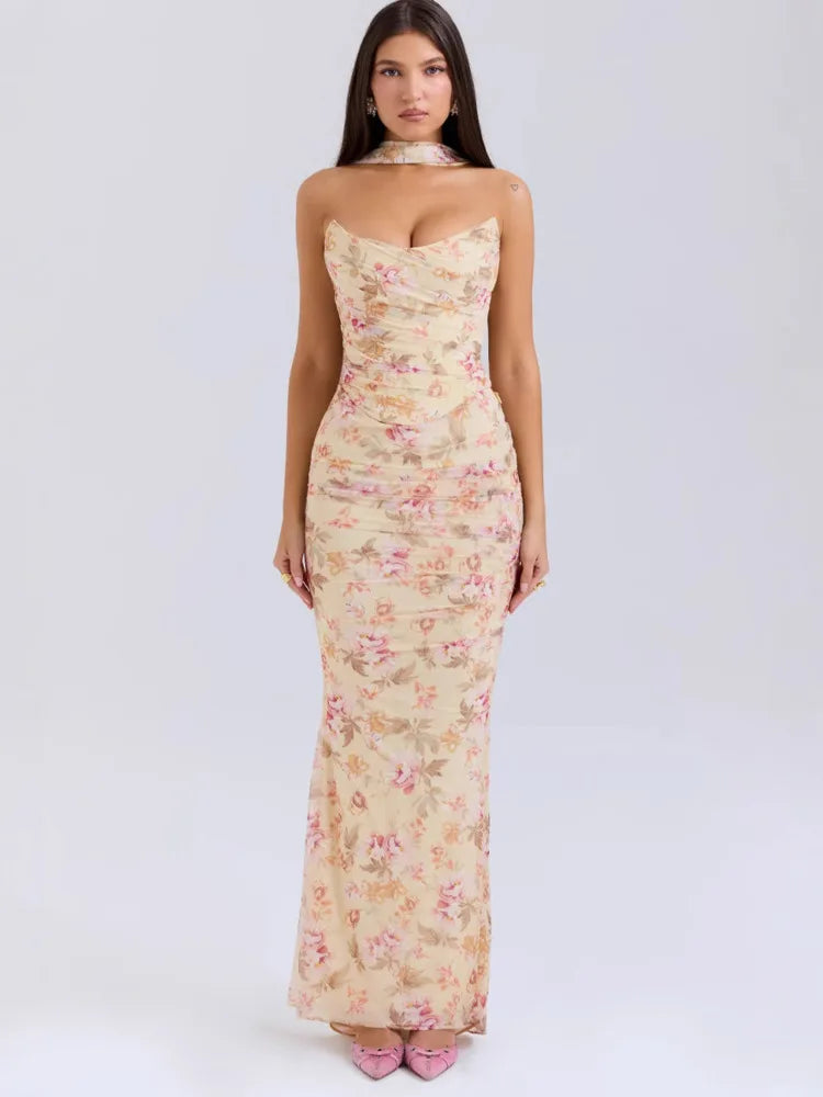 Sexy Tight Top Half Length Skirt Two-piece Set For Women Strapless High Waist Slim Set Elegant Party Club Evening Dress