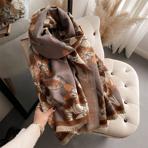 Load image into Gallery viewer, Warm Winter Scarf Cashmere Women Pashmina Design Print Shawls Wrap Female Thick Blanket Soft Bufanda Stoles Fashion
