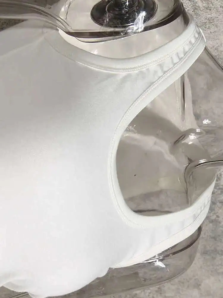 Women White Irregular Knot Split Big Size  Dress New Lapel Long Sleeve Loose Fit Fashion Spring Summer 2025 1X3420