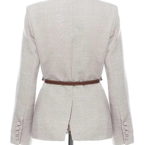 Load image into Gallery viewer, Women Split Pu Leather Brief Short Blazer New Lapel Long Sleeve Loose Fit  Jacket Fashion Tide Spring Autumn 2025 1K458
