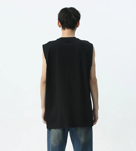 Vest Korean Style Personalized Zipper Sleeveless Tank Top Summer Male Clothing Casual Loose Round Neck 9C5327