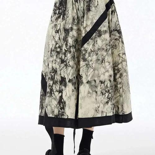 Load image into Gallery viewer, High Elastic Waist Black Tie Dye Ribbons Spliced A-line Half-body Skirt Women Fashion Tide New Spring Autumn 2025 1DH6608
