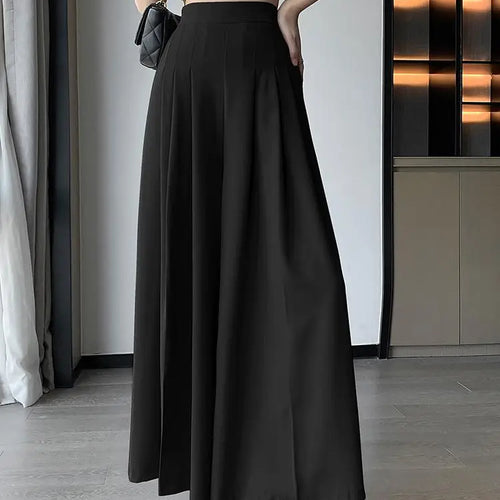 Load image into Gallery viewer, Spring Summer New Korean Women Pink Black Holiday Pleated Trousers Brown High Waist Wide Leg Long Pant Casual Streetwear 
