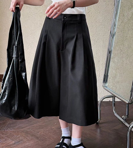 High Waist Gray Brief Pleated Wide Leg Calf-Length Pants New Trousers Women Fashion Tide Spring Autumn 2025 1DJ0997