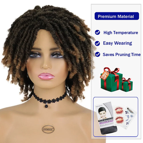 Load image into Gallery viewer, Synthetic Cute Hair Dreadlock Wig Short Twist Braids Wigs For Women And Men Afro Curly Crochet Twist Wigs Male 15 Inch
