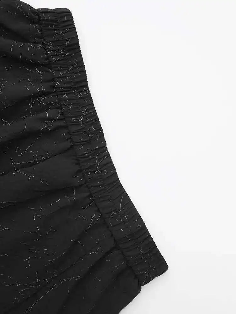 High Elastic Waist Black Big Pocket Drawstring Midi Half-body Skirt Women Fashion Tide New Spring Autumn 2025 1DH5352