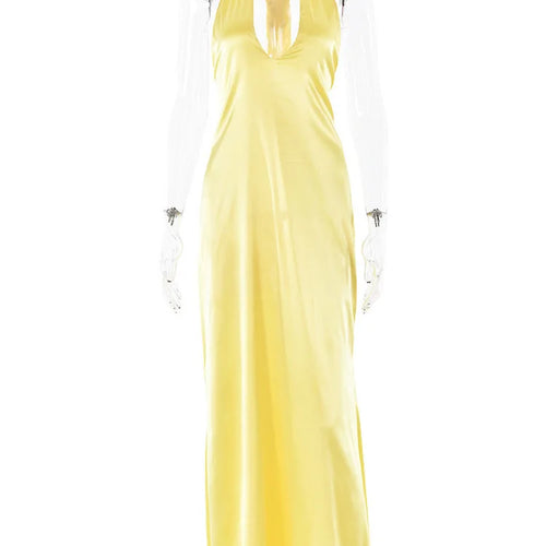 Load image into Gallery viewer, Sexy Sleeveless Satin Open Back Dress For Women Deep V Lace Up Slim Fit Evening Dress Female Elegant Party Club Vestidos
