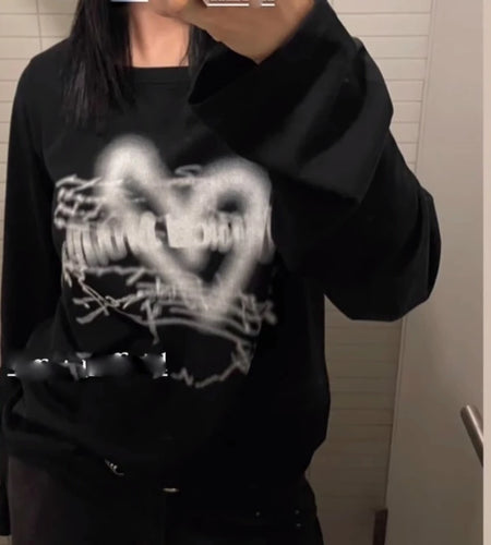 Streetwear Y2k T Shirts Women's Clothing Long Sleeve Print Oversized Tops Korean Camisetas Fashion Casual Tees 2024 Ropa Mujer