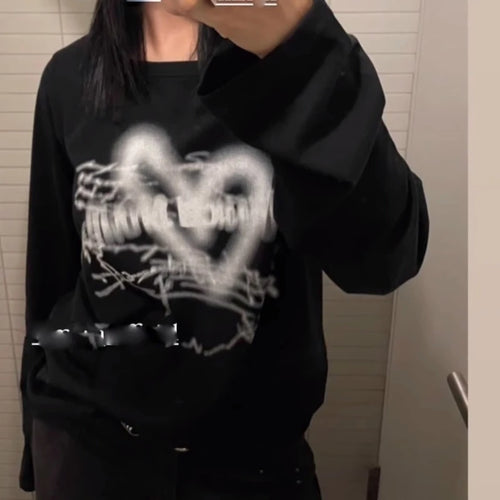 Load image into Gallery viewer, Streetwear Y2k T Shirts Women's Clothing Long Sleeve Print Oversized Tops Korean Camisetas Fashion Casual Tees 2024 Ropa Mujer
