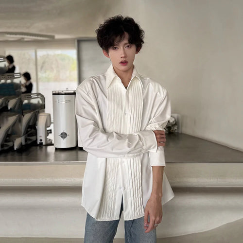 Load image into Gallery viewer, Men's Shirts Long Sleeve New Spring Fold Design Fashionable Turn-down Collar Male Single Breasted Clothing Spring 9W1756
