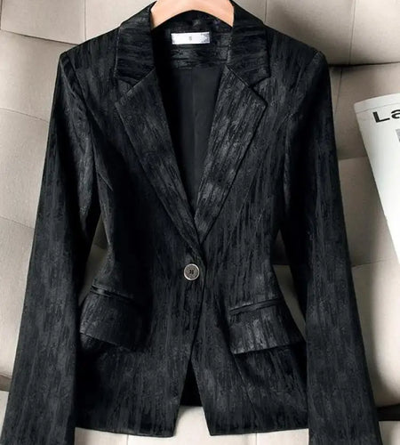 Women Black Beige Long Sleeve Slim Blazer Coat Pink Temperament Fashion 2024 New Spring Autumn Ladies Office Single Button Tops