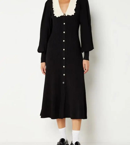 Vintage Autumn 2024 New Women's Patchwork Single Breasted Knit Dresses French Elegant Festival Slim Long Sleeve Dress Streetwear