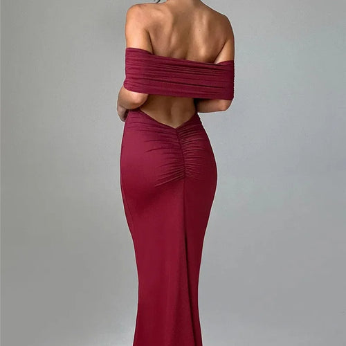 Load image into Gallery viewer, Strapless Backless Sexy Maxi Dress For Women Black Solid Off-shoulder Sleeveless Bodycon Club Party Long Dress Elegant
