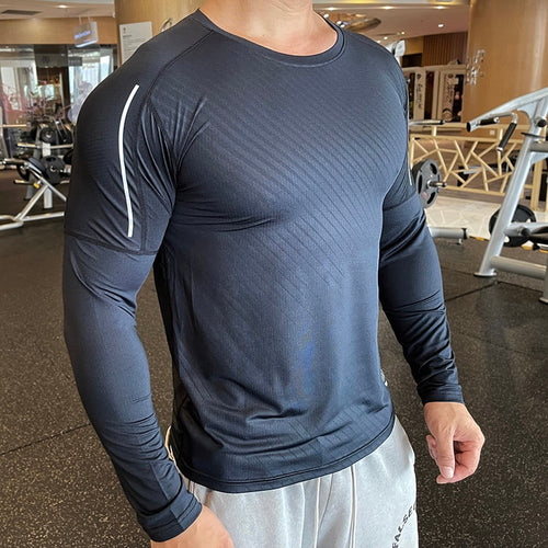 Load image into Gallery viewer, High Quality Running Shirt Tops Clothing Men Gym Sport Tshirt Quick Dry Compression Swearshirt Gym Fitness Breathable Sportswear
