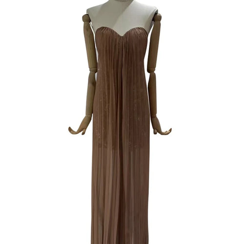 Load image into Gallery viewer, Slimming Spliced Sequins Sexy Dresses for Women Strapless Sleeveless Sheer Patchwork Folds Elegant Dress Female New
