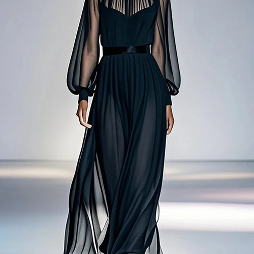 Load image into Gallery viewer, Woman Evening Luxury Party Maxi Dresses Summer Spring Elegant Gauze Puff Sleeves Pleated Birthday Long Dresses
