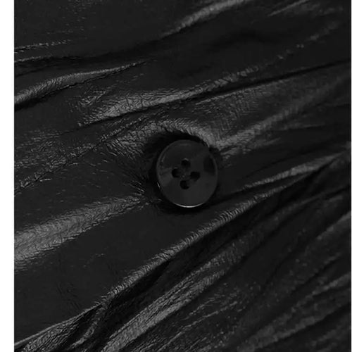 Load image into Gallery viewer, Women Black Pu Leather Pleated Big Size Mini Shirt Dress New Lapel Long Sleeve Fashion Tide Spring Autumn 2025 1DH7337
