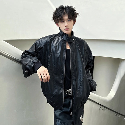 Load image into Gallery viewer, Fashion Men&#39;s Jackets Stand Collar Casual Solid Color Double-ended Zipper Loose Personalized Male Short Tops 9C9278

