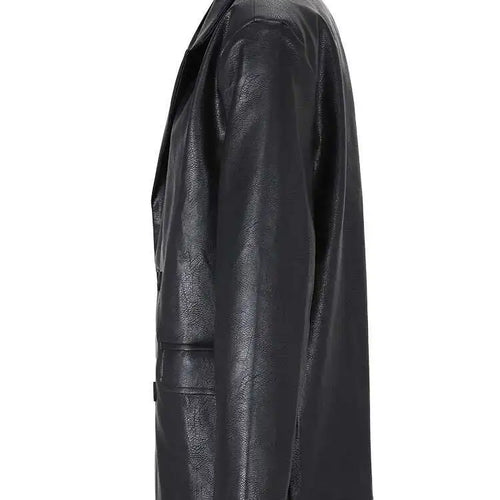 Load image into Gallery viewer, Women Black Pu Leather Big Size Blazer New Lapel Long Sleeve Loose Fit Jacket Fashion Tide Spring Autumn 2025 CPG0476
