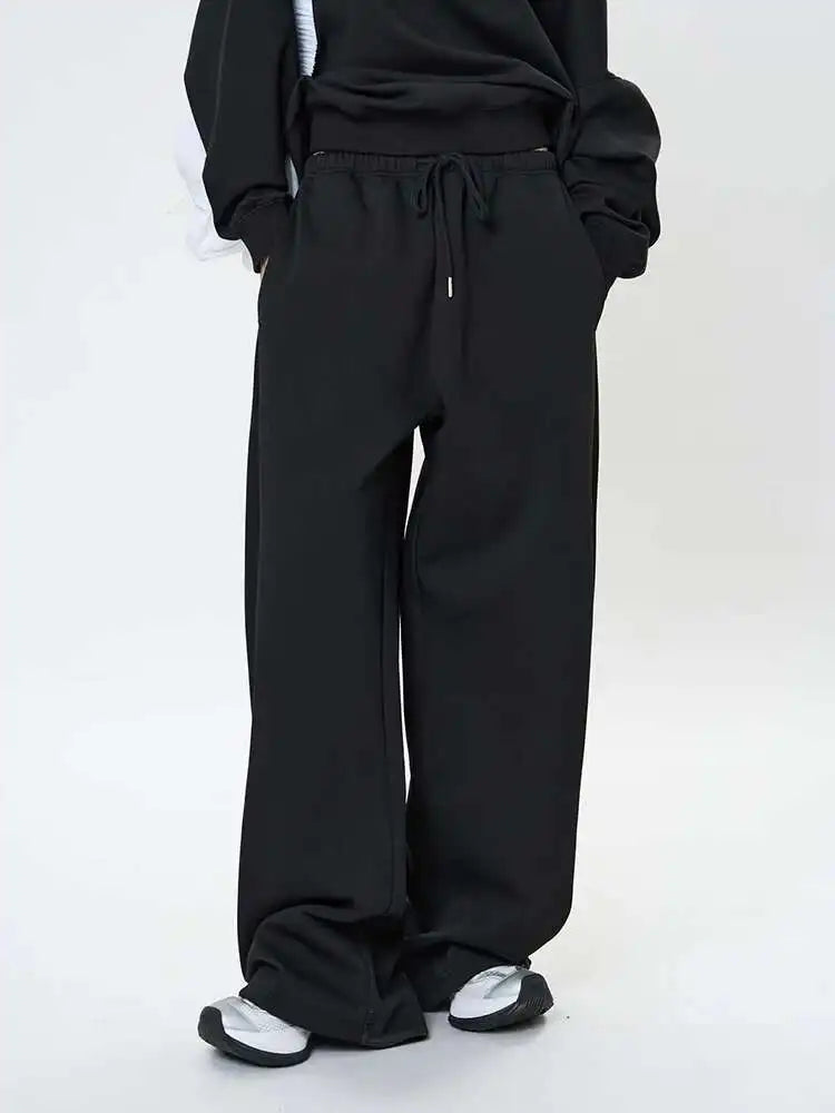 High Elastic Waist Black Drawstring Shaped Wide Leg Pants New Trousers Women Fashion Tide Spring Autumn 2025 1DH9584
