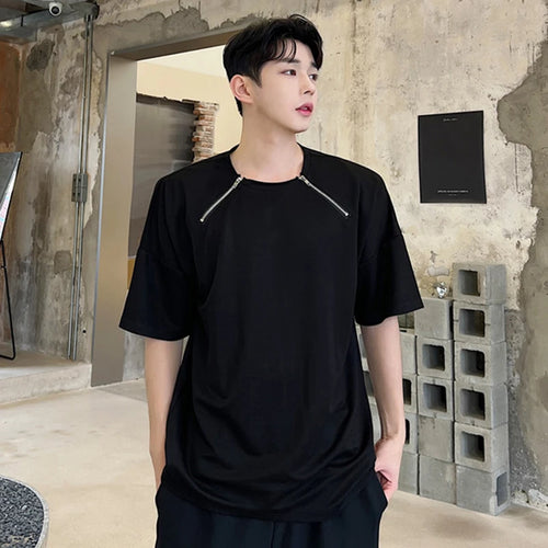 Load image into Gallery viewer, Man T-shirt  round neck Summer 2024 chic short Drop-shoulder sleeve top short sleeve male loose clothing fashion 9C5492
