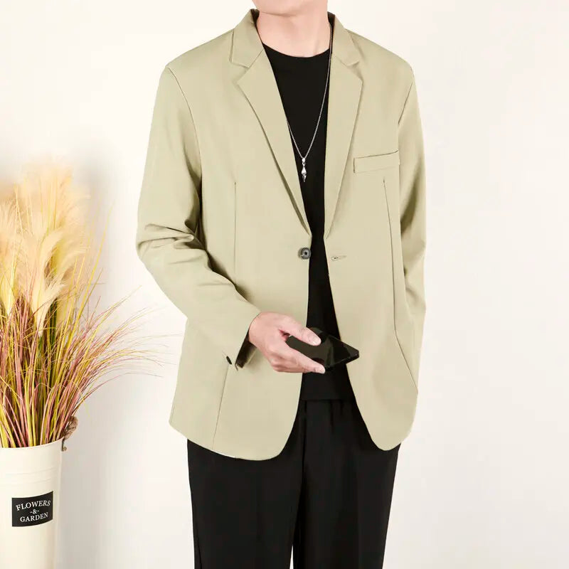 Men's Business Casual Suit Jackets Solid Color Single Breasted New Trendy Loose Handsome Spring Male Blazer 2025 9W1307