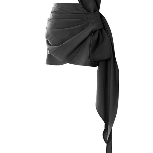 Load image into Gallery viewer, High Waist Khaki Pleated Bandgae Bow Elegant Mini Half-body Skirt Women Fashion Tide New Spring Autumn 2025 7AB8038
