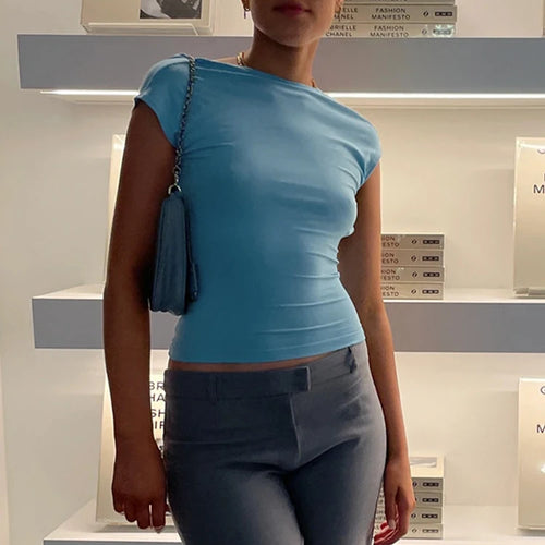 Load image into Gallery viewer, Short Sleeve Backless Tops Women Multi Ways Wear 2024 Skinny Basic Summer Slim Cropped Cut Out Sexy T Shirt Crop Top
